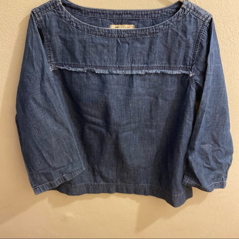 Madewell denim quarter length sleeve top
